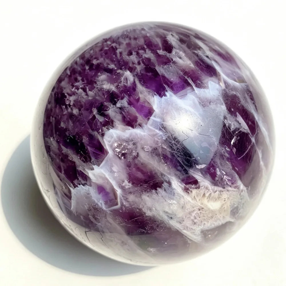 Wholesale Natural Polished Feather-patterned Dream Amethyst Sphere for Home Desktop Decor